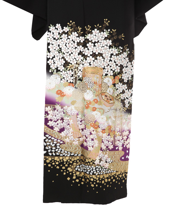 黒留袖レンタル | 桂由美 藤と桜と菊の貝桶